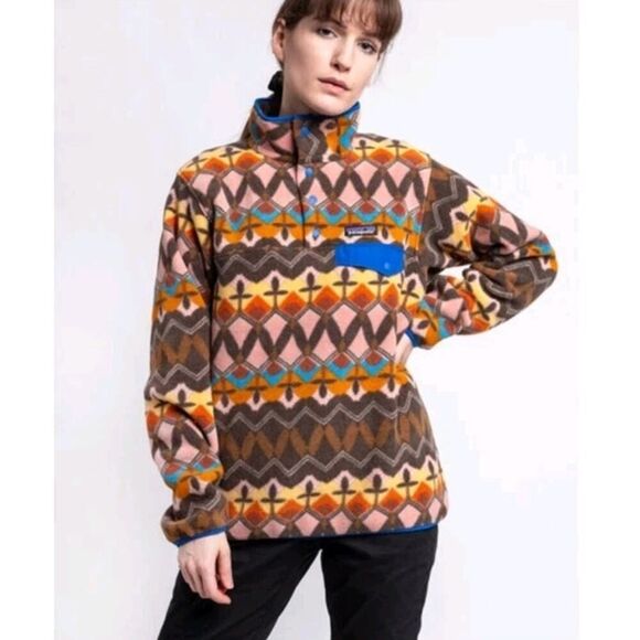 Patagonia Aztec Big Anthos Synchilla Snap-T Fleece Womens Large Mens Medium - Picture 1 of 13